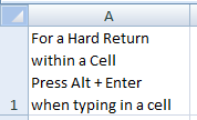Line Feed in Excel Cell