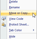 Move or Copy Worksheet Right Click Menu