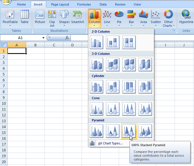 3 Dimensional Charts In Excel 2010