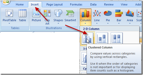 Insert Column Chart