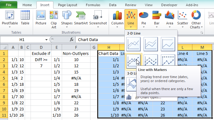 Line With Markers Chart Excel