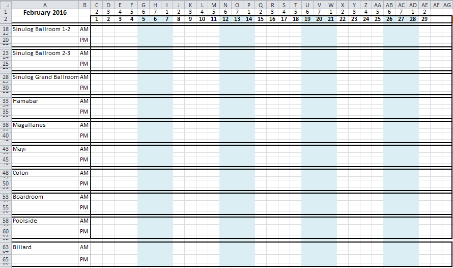 Hotel Room Occupancy Chart