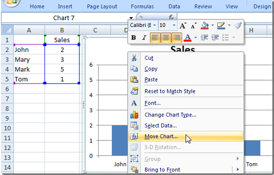 Move Chart In Excel