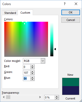 Apply Custom Color RGB to Excel