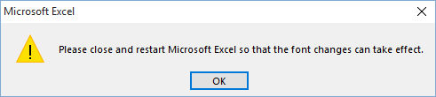 Restart Excel for Options to Take Effect