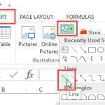 Draw a Line from the Shapes Button in Excel