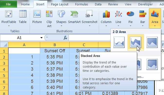 Ribbon Chart Excel