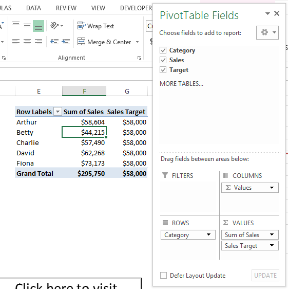 Pivot Table with Additional Data Series
