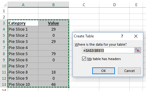Excel Table Options
