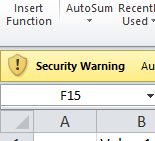 Excel Security Warning