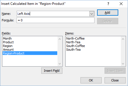 Pivot Table Add Calculated Item Details