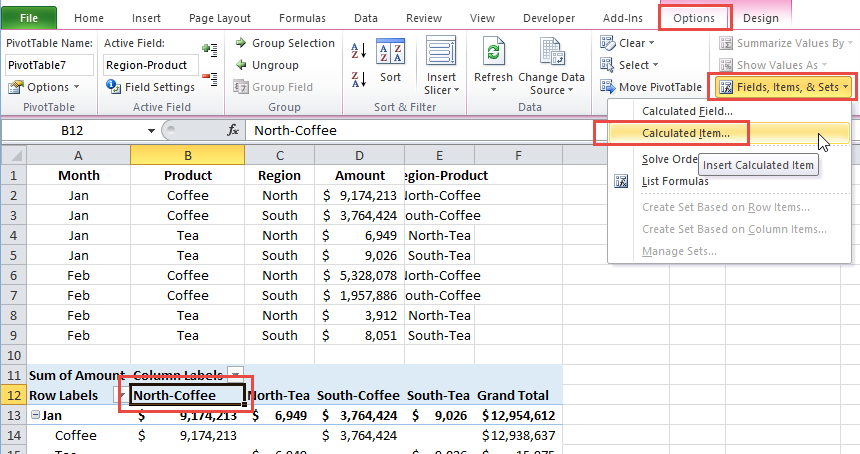 Stacked Chart Pivot Table Add Calculated Item