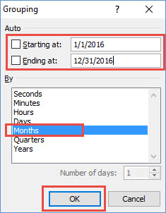 Excel Pivot Table Grouping Dialog Box