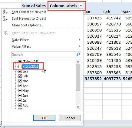 Filter Pivot Table Columns Labels