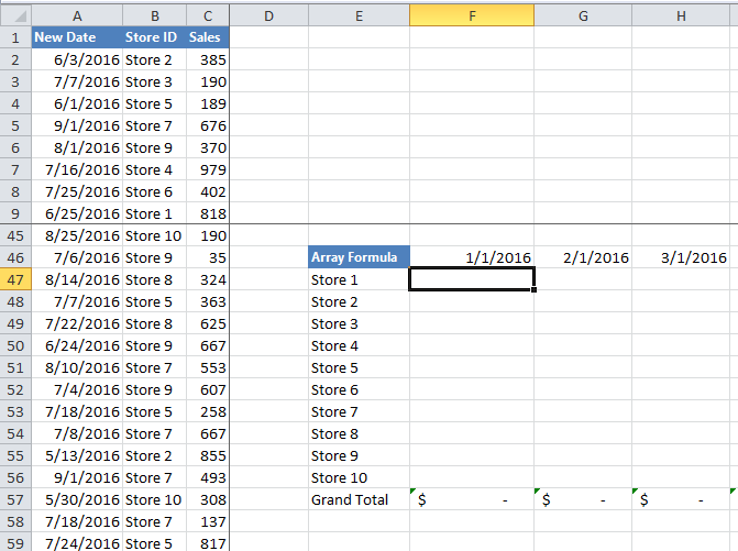 Excel Array Formulas SumIF