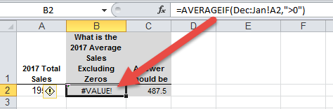 AverageIF Across Excel Worksheet Tabs AverageIF Function Result