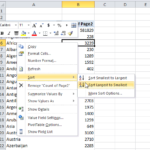Sort Pivot Table Large to Small Values Right Click Popup Menu