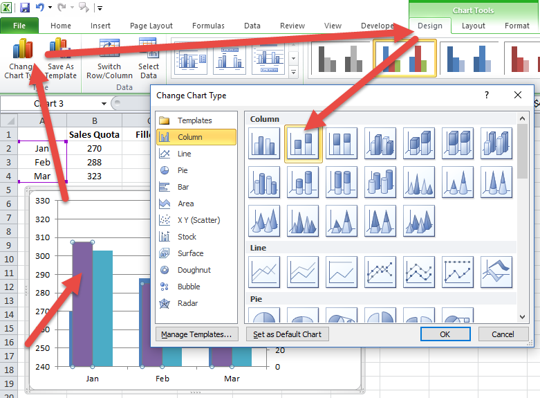 5 Column Chart Template