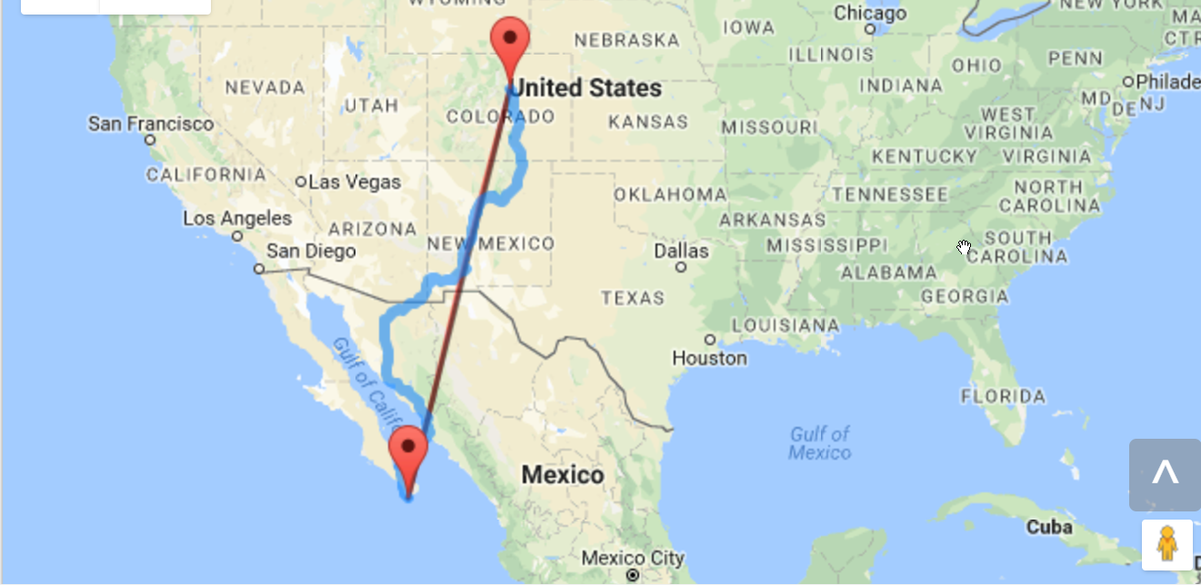 Denver to Cabo San Lucas Map