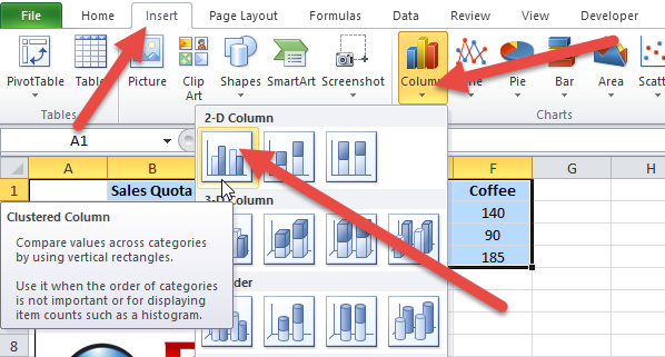 2d Clustered Column Chart Excel