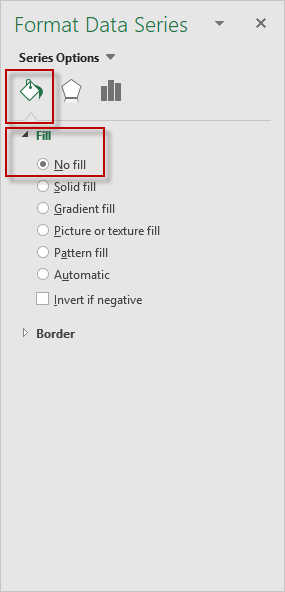 Excel 2016 Format Data Series Dialog Box Fill No Fill Option