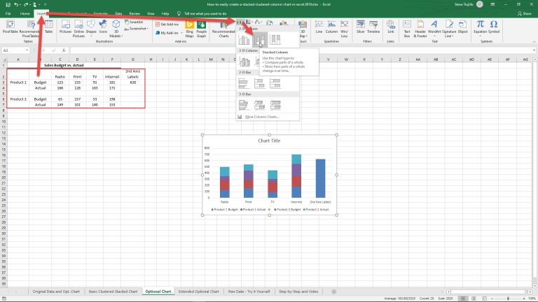 How-to Make an Excel Clustered Stacked Column Chart Type | Excel ...