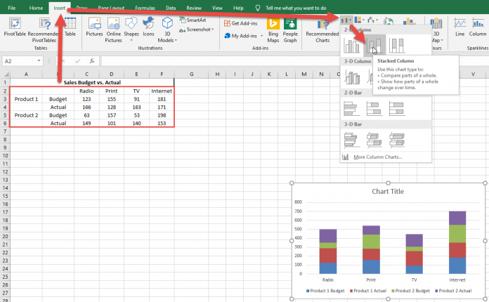 How-to Make an Excel Clustered Stacked Column Chart Type | Excel ...